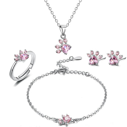 Ensemble de 4 Bijoux en forme de patte de Chat et de Chien