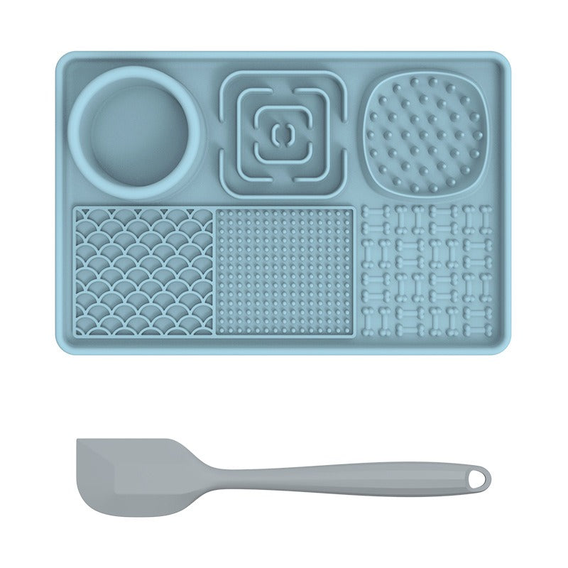Tapis de léchage multi-surfaces + Spatule Plateau plaisirs avec ventouses 8''x 8''et 12''x 8''
