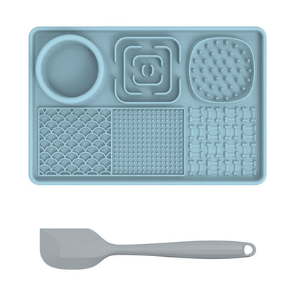 Tapis de léchage multi-surfaces + Spatule Plateau plaisirs avec ventouses 8''x 8''et 12''x 8''