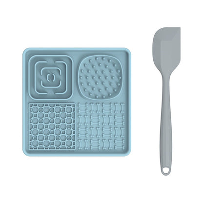 Tapis de léchage multi-surfaces + Spatule Plateau plaisirs avec ventouses 8''x 8''et 12''x 8''