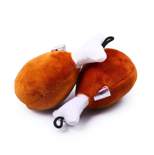 Pet Toy Big Chicken Leg Toy Bite-Resistant Sound Plush Toy Teddy Dog Toy