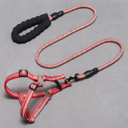 Adjustable Explosion-Proof Chest Strap Dog Leash Plain Linen Round Rope Pet Leash
