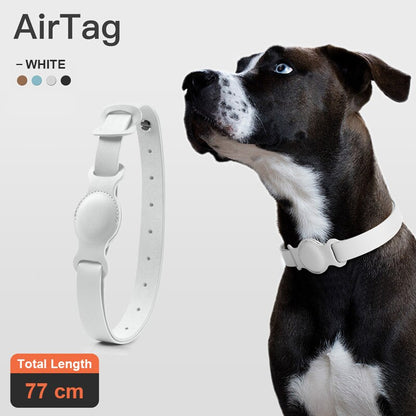 Leather Pet Adjustable Collar For Apple Airtag Location Tracker Dog Cat Anti-lost AirTag Case Collar