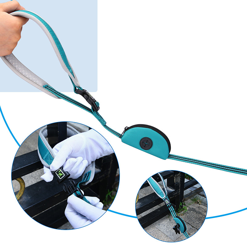 Laisse Réfléchissante avec Distributeur de Sacs - Pour Chiens Petits à Grands