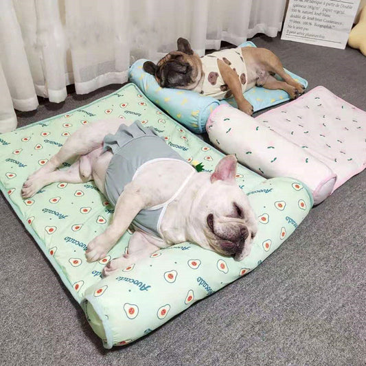 Cat dog pet ice pad summer autumn cooling heatstroke prevention sleeping mat fruit mat non-slip ice silk mat