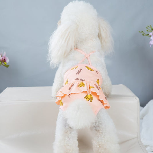 New Pet Physiological Pants Banana Print Strap Small Dog Bitches Hygiene Pants Dog Menstrual Pants