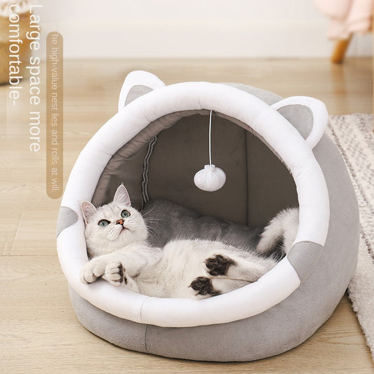 Cat House Universal Four Seasons Enclosed Cat House Dog Bed Winter Warm Pet Bed Cat Villa