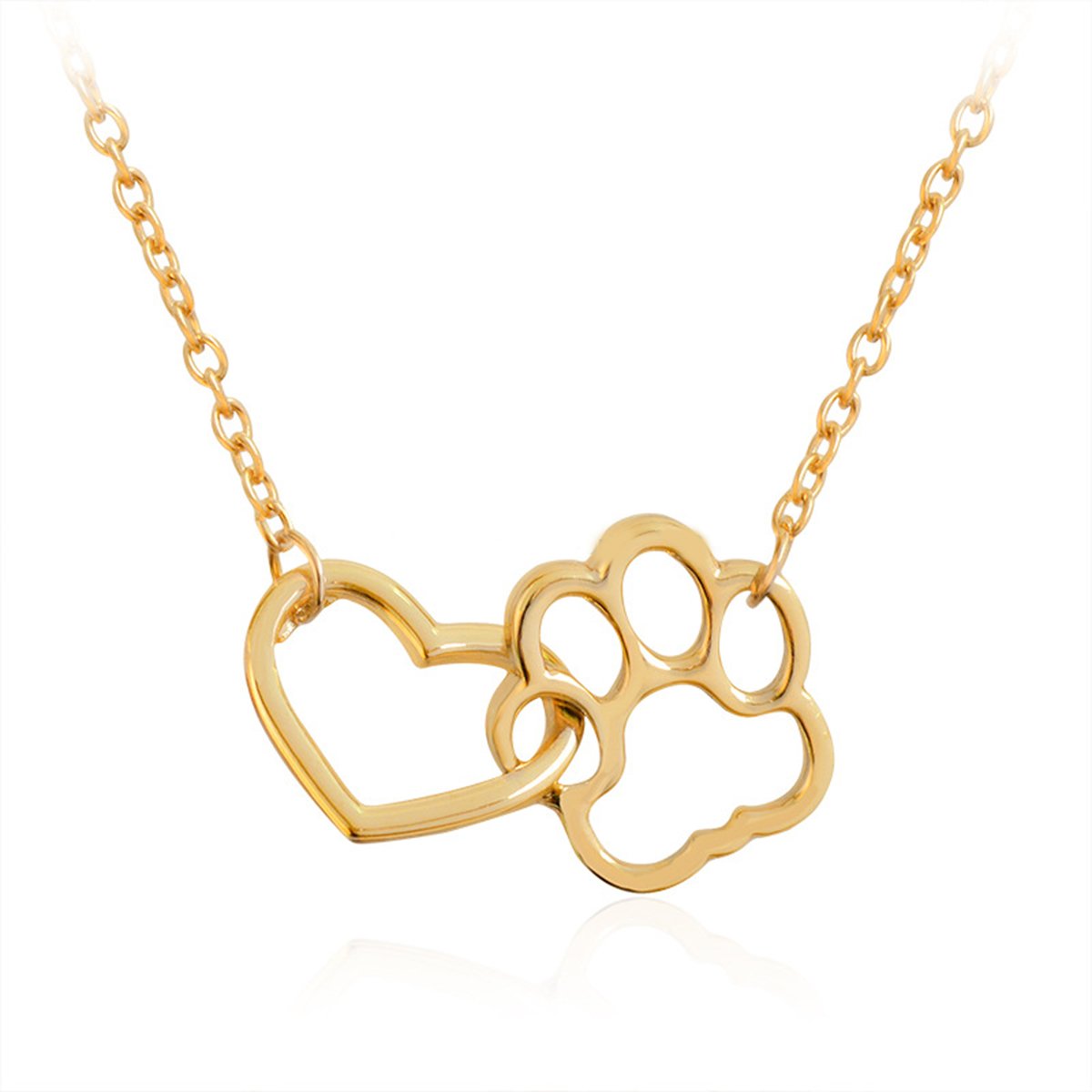 Collier pendentif Coeur et Patte Chien et Chat