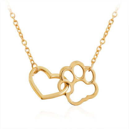 Collier pendentif Coeur et Patte Chien et Chat