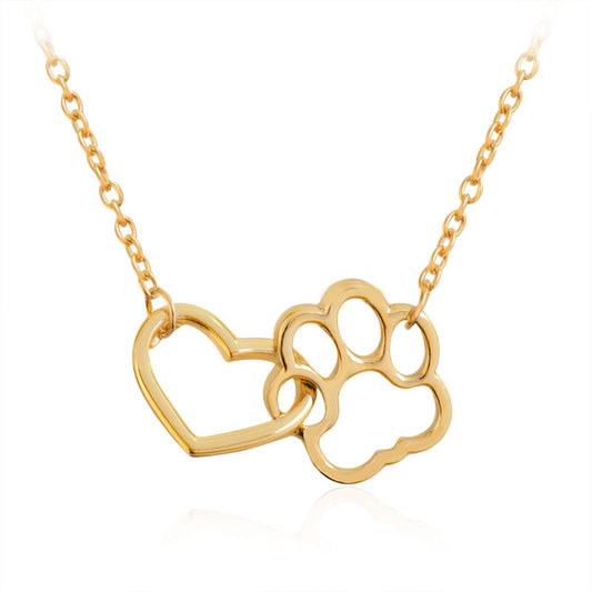 Collier pendentif Coeur et Patte Chien et Chat