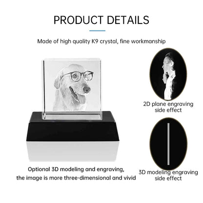 Halloween Christmas Photo Custom Pet Crystal Inside Carving Creative Gift Decorative Lamp Birthday Gift Living Room Bedroom