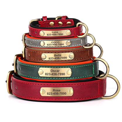 Personalized Dog Collar Leash Set Custom PU Leather Dogs Tag Collars Free Engraved Nameplate For Small Medium Large Dogs Pitbull