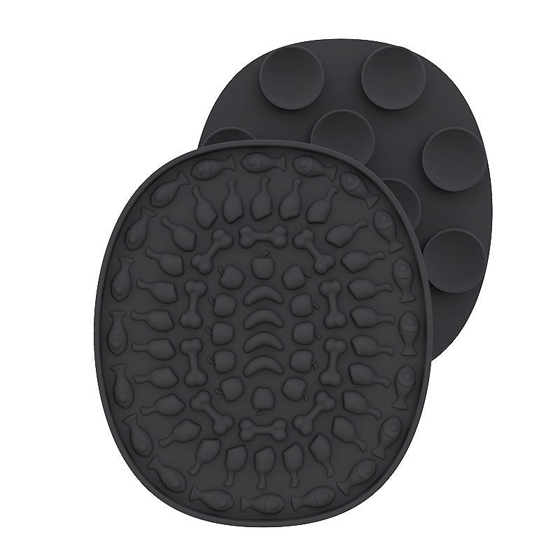 Tapis de léchage Ovale en silicone avec ventouses