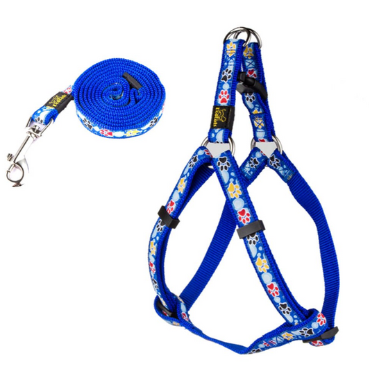 DOGCAT - Collier et Laisse en Nylon - Motifs Patte de Chien