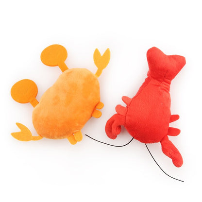 Lot de 2 jouets couineurs en peluche motif crabe et homard - Pour chien et chats