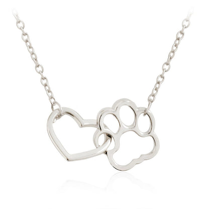 Collier pendentif Coeur et Patte Chien et Chat