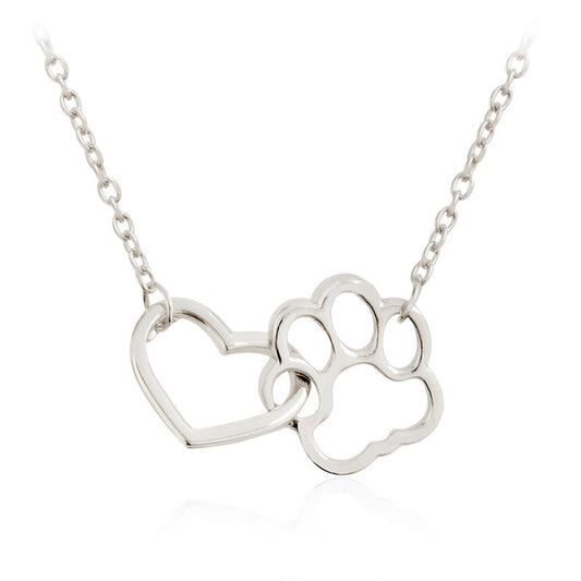 Collier pendentif Coeur et Patte Chien et Chat