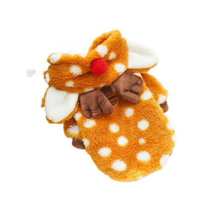 Plush Reindeer Christmas Costume for Dogs and Cats - Soft and Comfortable Winter Outfit
