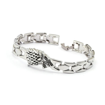 Bracelets loups, en alliage de zinc et chaîne en argent