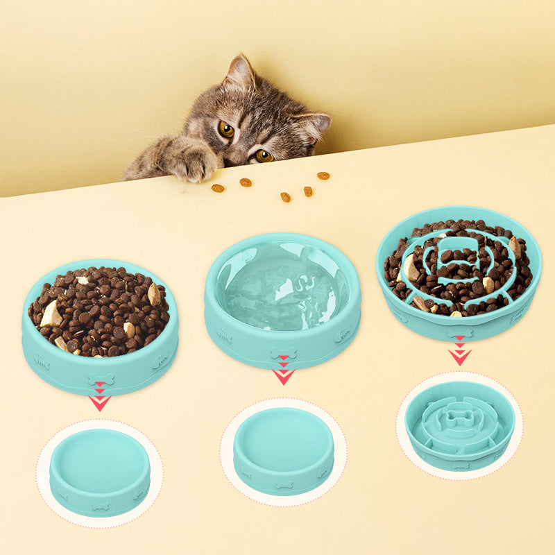 Multifunctional Portable Silicone Slow Food Pet Bowl Drinking Water Feeding Two-in-One Double Sided Bowl