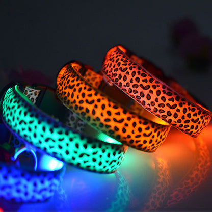 Collier léopard lumineux à DEL pour chien, Anneau de cou lumineux à DEL pour chien