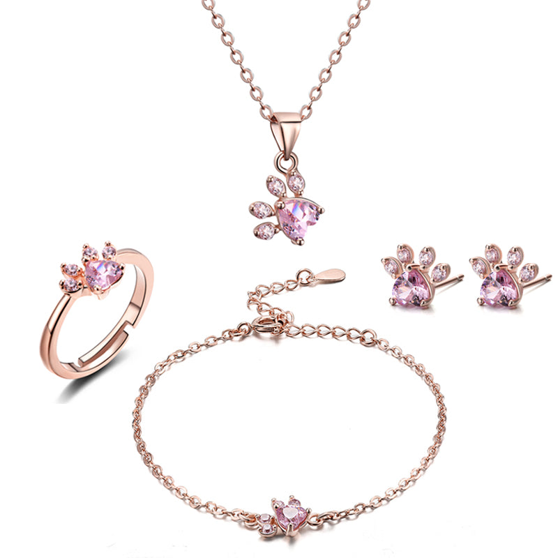 Ensemble de 4 Bijoux en forme de patte de Chat et de Chien