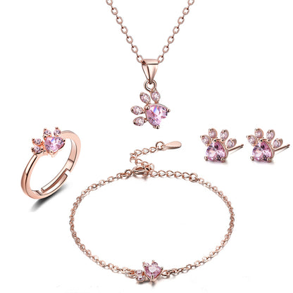 Ensemble de 4 Bijoux en forme de patte de Chat et de Chien