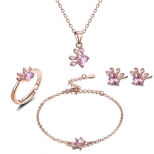 Ensemble de 4 Bijoux en forme de patte de Chat et de Chien