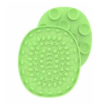 Tapis de léchage Ovale en silicone avec ventouses