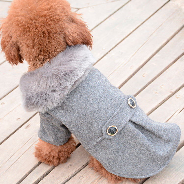Manteau Élégant à Col en Fourrure pour Chien - Vêtement Chic et Chaud pour l'Hiver