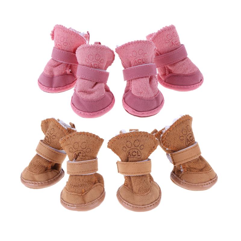 Bottes d'Hiver Peluche pour Chien - Chaudes Imperméables Semelle Caoutchouc Antidérapante