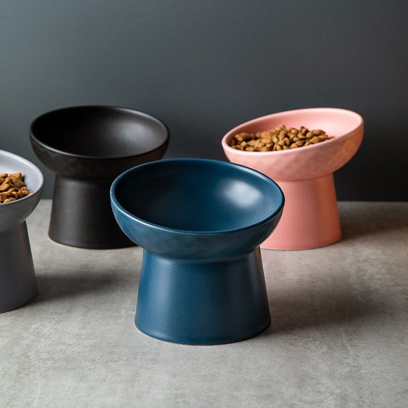Élégant Bol en céramique à pied haut surélevé anti-renversement design unique pour chats et petits mammifères