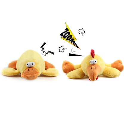 Bite Resistant Plush Pet Toy Dog Educational Supplies Little Yellow Duck Chicken Set Sounding Toy