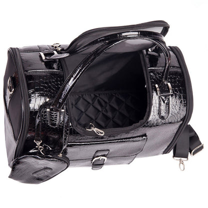 Brand Crocodile PU Leather Dog Carrier Bag with Purse Pink Black Pet Dog Carrier Case Portable Travel Dog Handbag Shoulder Tote