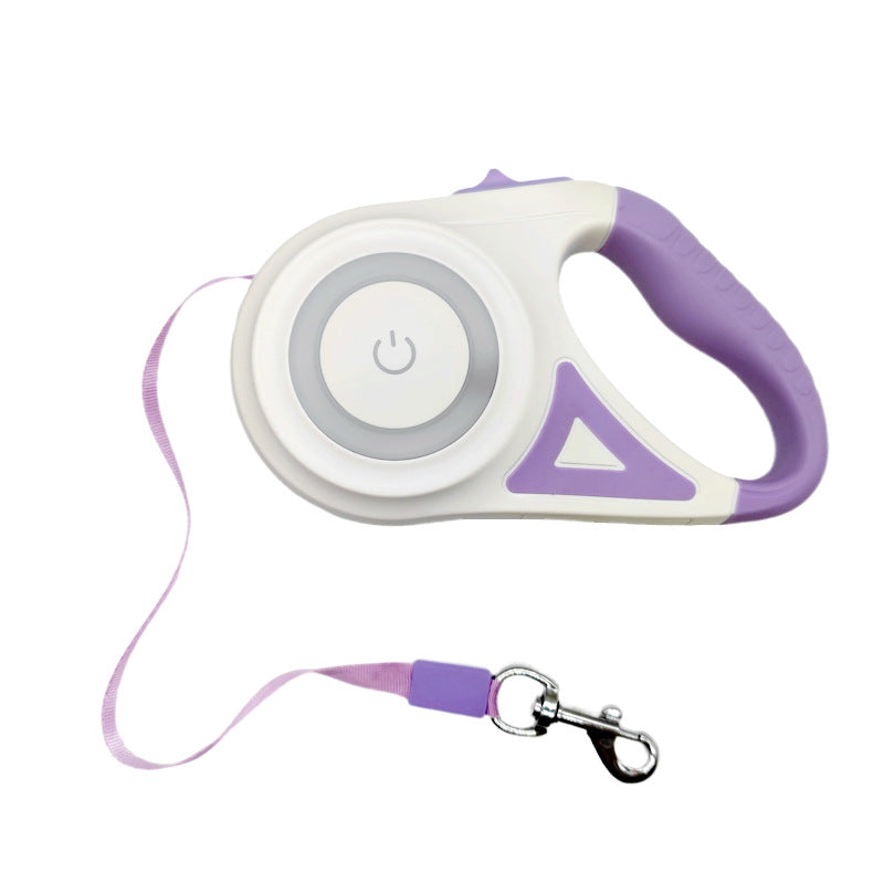 Laisse télescopique automatique pour chien avec lumière LED et interrupteur tactile de 3 m/5 m