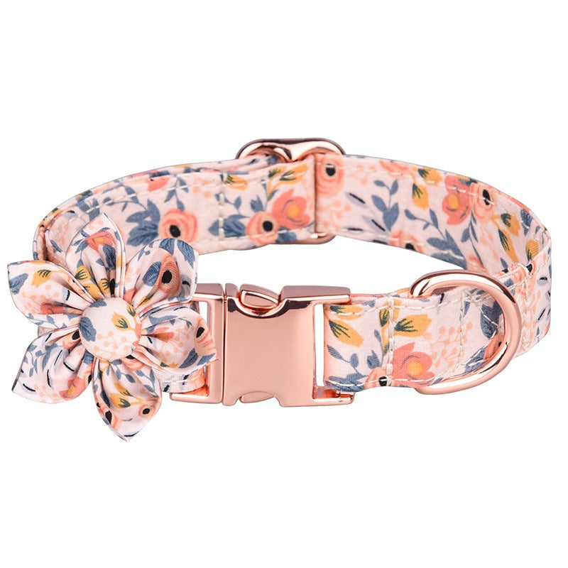 Ensemble Fleurs Orange et Bleu - Collier - Boucle - Nœud Papillon - Laisse
