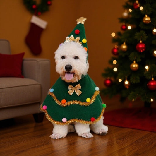 🎄 Cape et Chapeau Sapin de Noël pour Chien et Chat - Costume Festif Adorable