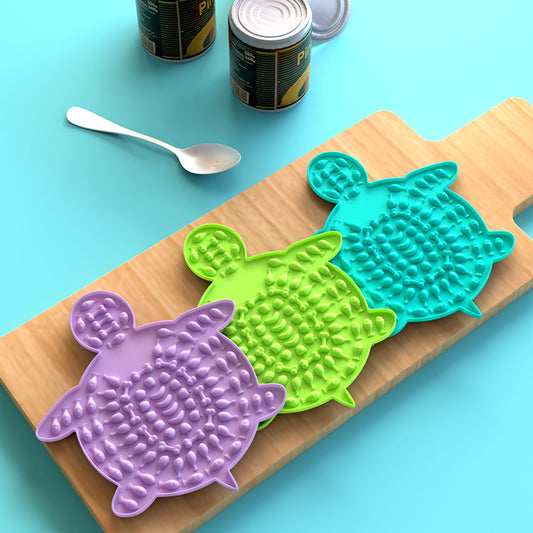Tapis de léchage interactif Modèle Tortue en silicone avec ventouses