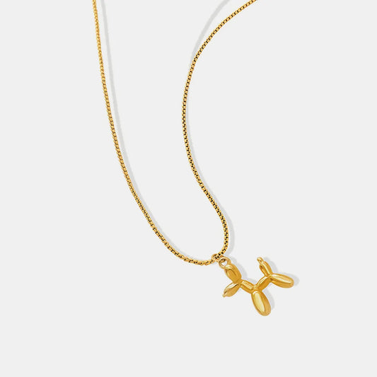 Collier pendentif chiot en acier titane plaqué or 18 carats