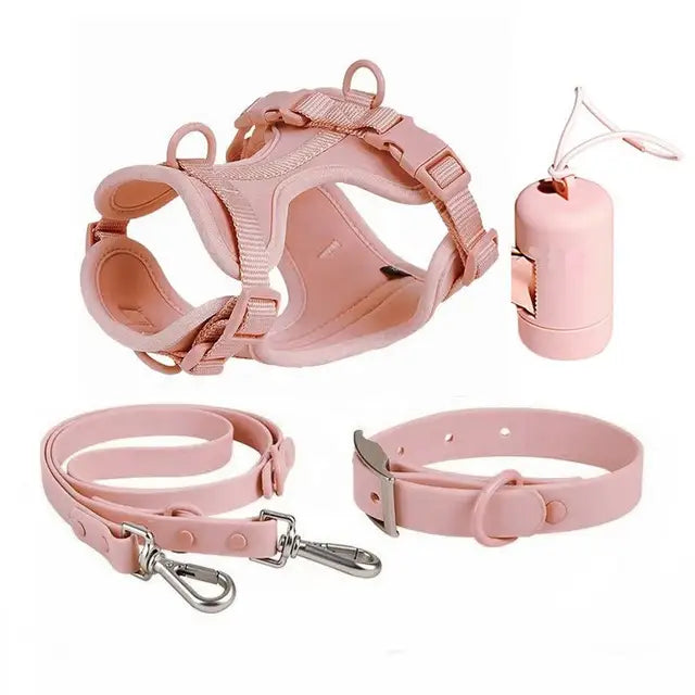 Ensemble Harnais, Distributeur, Laisse et Collier - Imperméables - Rose