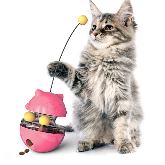 Toupie Distributeur de Nourriture Interactif - Jouet Stimulant pour Chats, Furets et Petits Animaux
