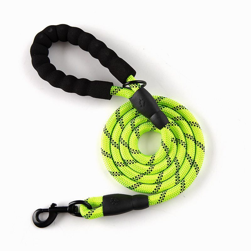 Pet Reflective Leash Nylon Round Rope Anti-Running Foam Handle Leash