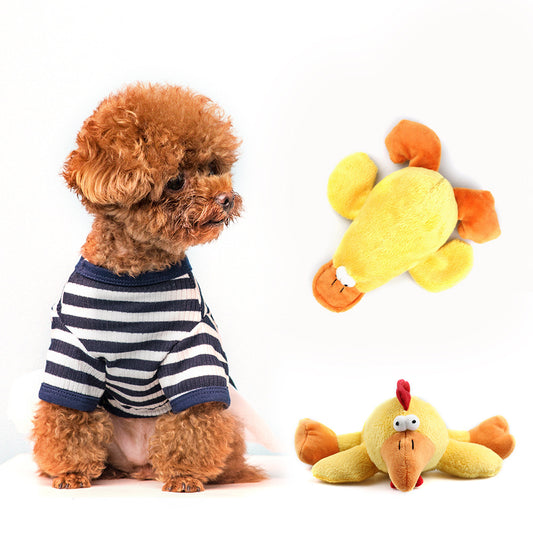 Bite Resistant Plush Pet Toy Dog Educational Supplies Little Yellow Duck Chicken Set Sounding Toy