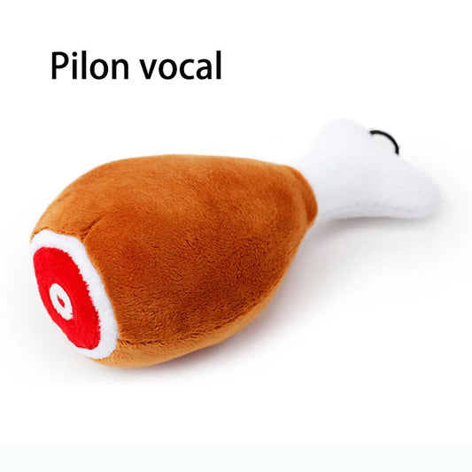 Pet Toy Big Chicken Leg Toy Bite-Resistant Sound Plush Toy Teddy Dog Toy
