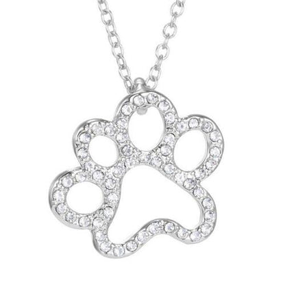 Colliers commémoratifs Patte de Chat et Chien en cristal argenté