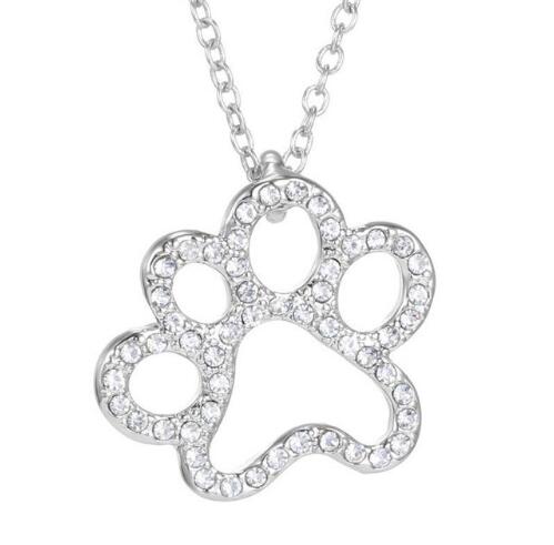 Colliers commémoratifs Patte de Chat et Chien en cristal argenté
