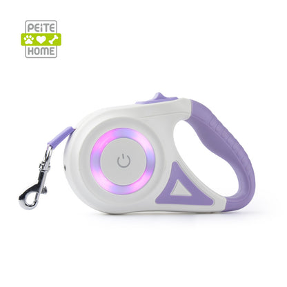 Laisse télescopique automatique pour chien avec lumière LED et interrupteur tactile de 3 m/5 m