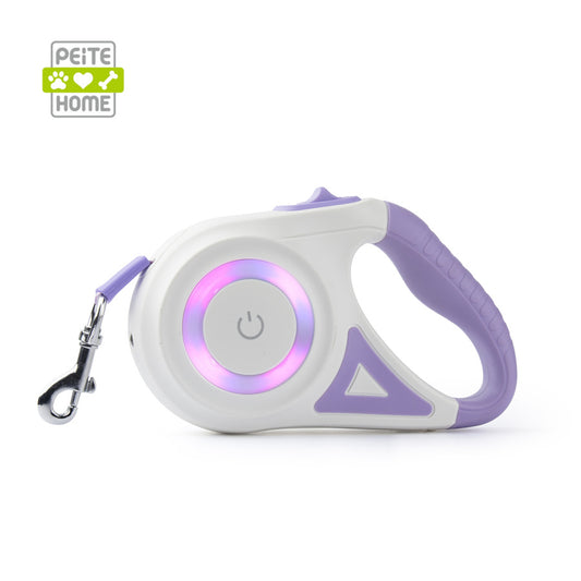 Laisse télescopique automatique pour chien avec lumière LED et interrupteur tactile de 3 m/5 m