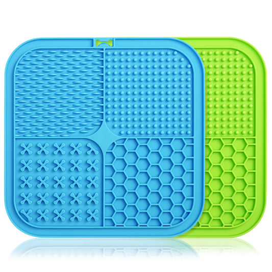 Tapis de léchage Carré, Multi surfaces en silicone avec ventouses 20cm x 20cm