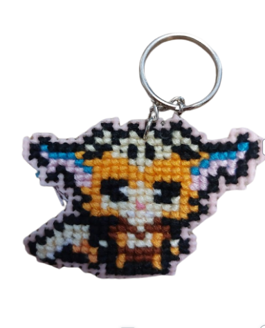 Porte-clés en points de croix - Chaveiro Gnar de League of Legends
